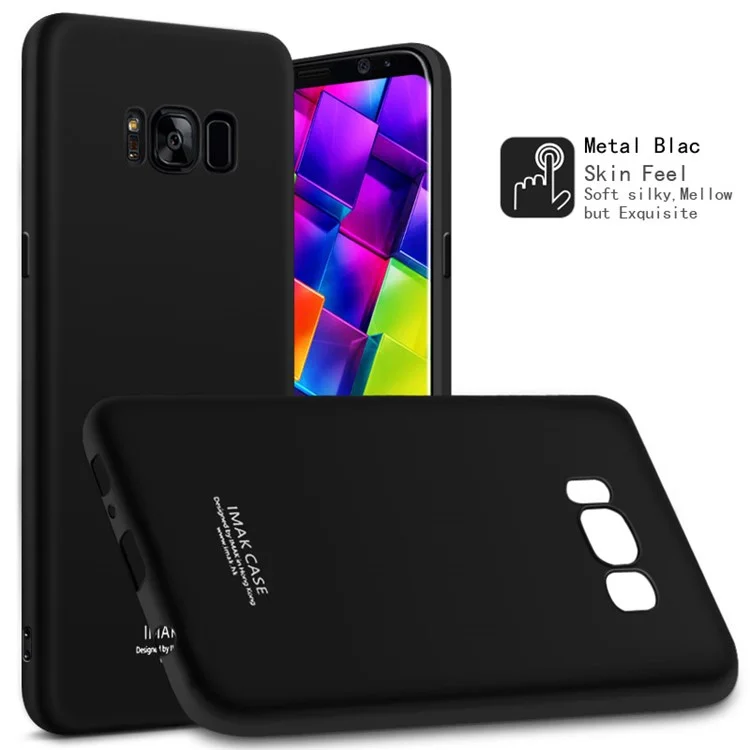 IMAK Premium TPU Soft Phone Cover + TPU Explosion-proof Screen Film for Samsung Galaxy S8 SM-G950 - Metal Black