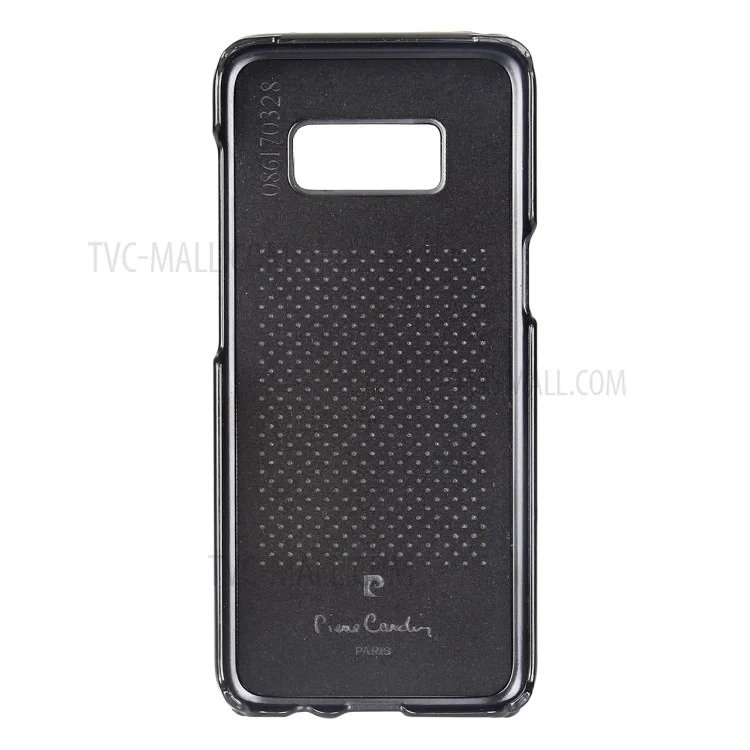 PIERRE CARDIN Stitched Genuine Leather Coated PC Case for Samsung Galaxy S8 SM-G950 - Black