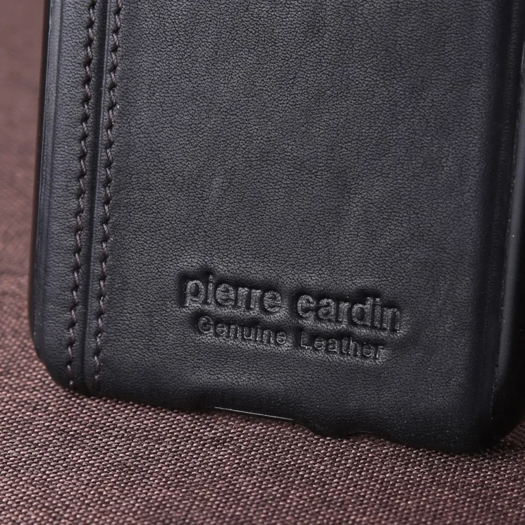 PIERRE CARDIN Stitched Genuine Leather Coated PC Case for Samsung Galaxy S8 SM-G950 - Black