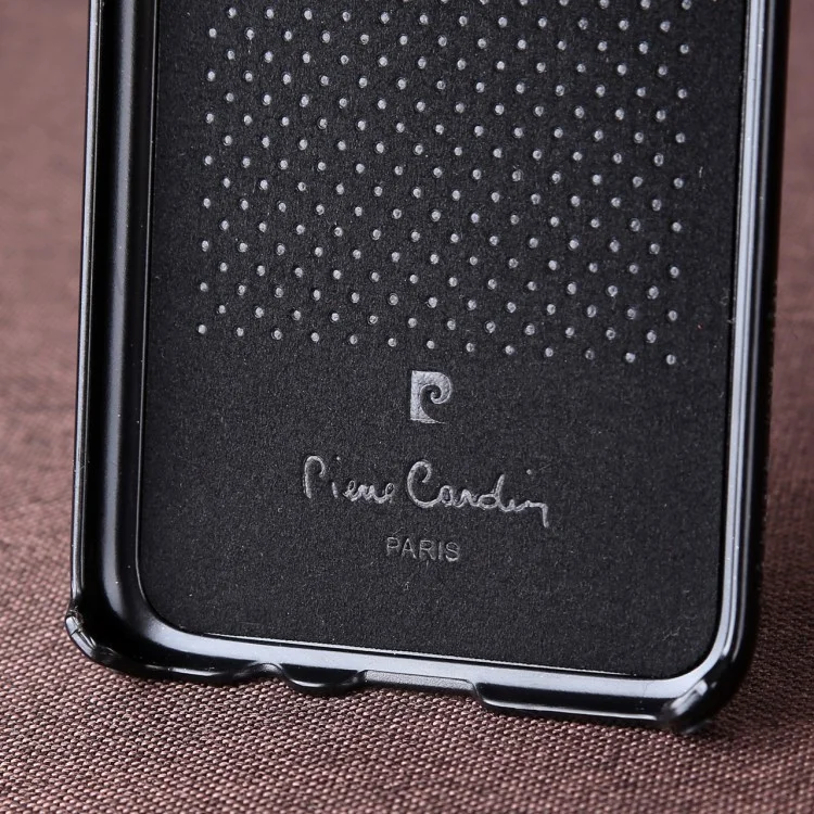 PIERRE CARDIN Stitched Genuine Leather Coated PC Case for Samsung Galaxy S8 SM-G950 - Black
