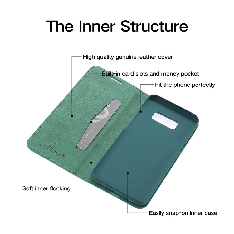 FIERRE SHANN Crocodile Texture Leather Wallet Case for Samsung Galaxy S8 G950 - Green
