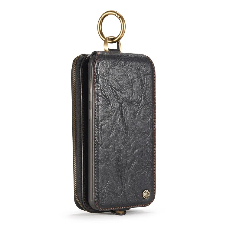 CASEME Movable 2-in-1 Multi-slot Wallet Vintage Split Leather Mobile Case for Samsung Galaxy S8 G950 - Black
