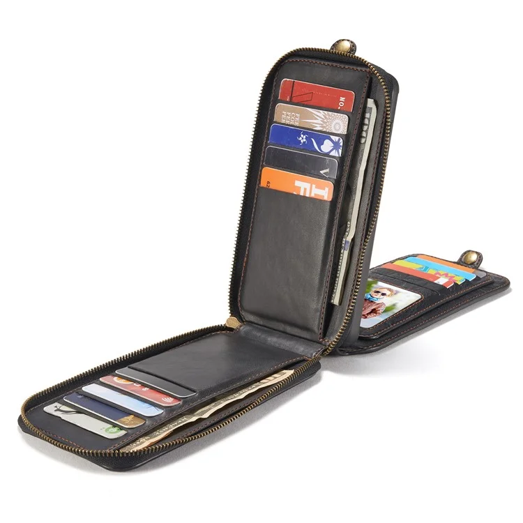 CASEME Movable 2-in-1 Multi-slot Wallet Vintage Split Leather Mobile Case for Samsung Galaxy S8 G950 - Black