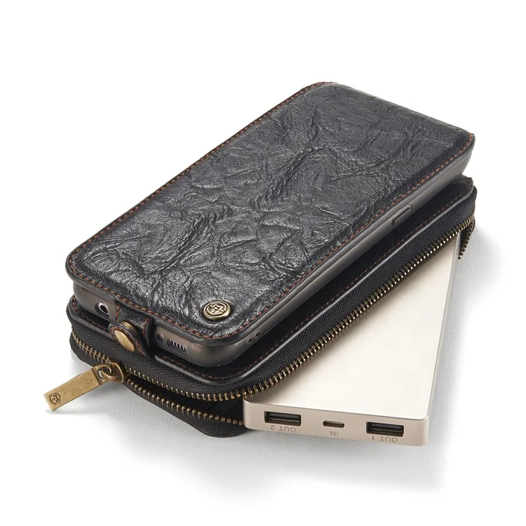 CASEME Movable 2-in-1 Multi-slot Wallet Vintage Split Leather Mobile Case for Samsung Galaxy S8 G950 - Black