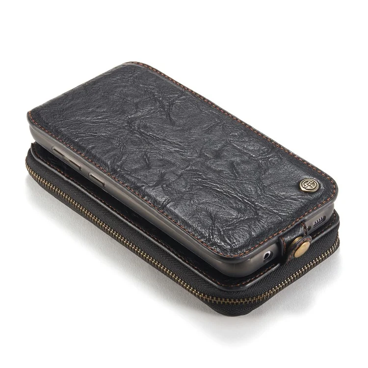 CASEME Movable 2-in-1 Multi-slot Wallet Vintage Split Leather Mobile Case for Samsung Galaxy S8 G950 - Black