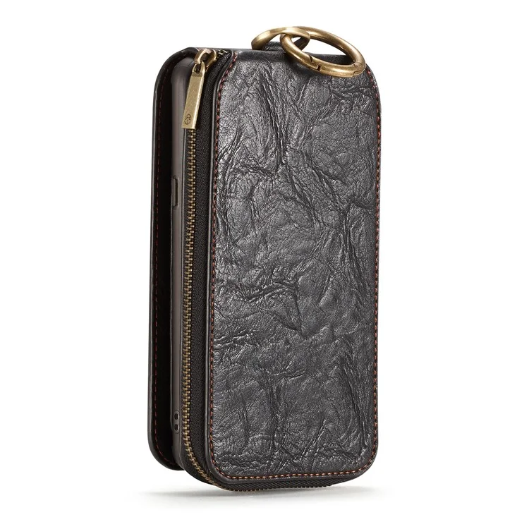CASEME Movable 2-in-1 Multi-slot Wallet Vintage Split Leather Mobile Case for Samsung Galaxy S8 G950 - Black