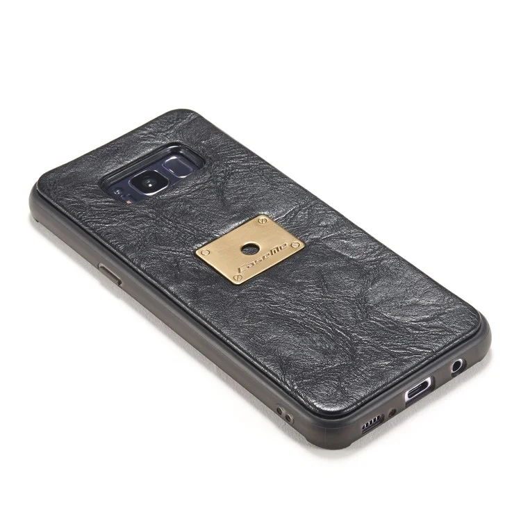 CASEME Movable 2-in-1 Multi-slot Wallet Vintage Split Leather Mobile Case for Samsung Galaxy S8 G950 - Black