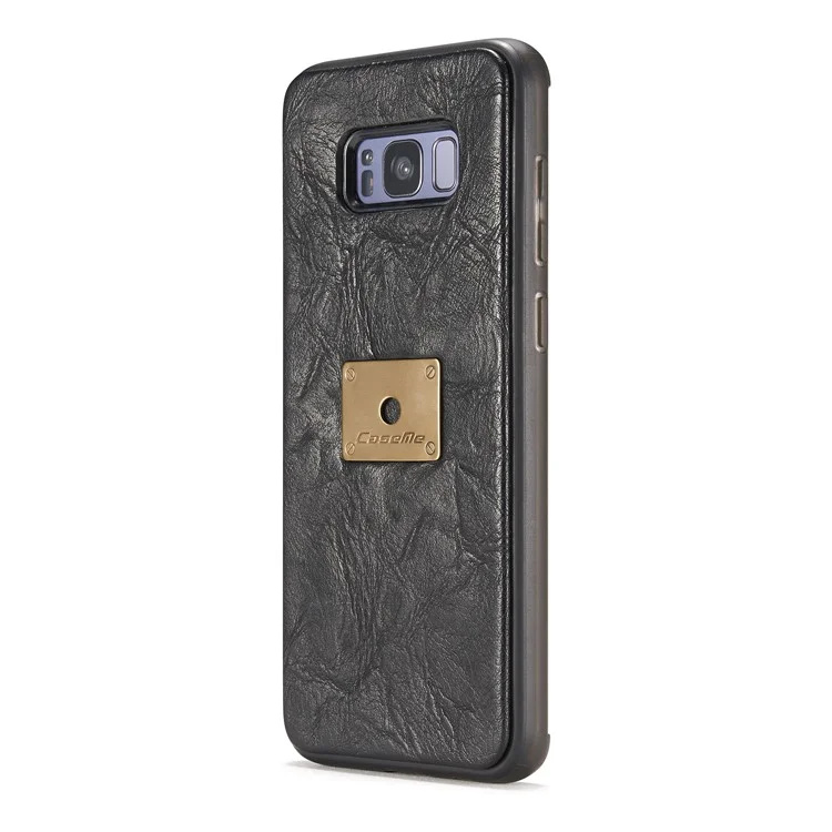 CASEME Movable 2-in-1 Multi-slot Wallet Vintage Split Leather Mobile Case for Samsung Galaxy S8 G950 - Black