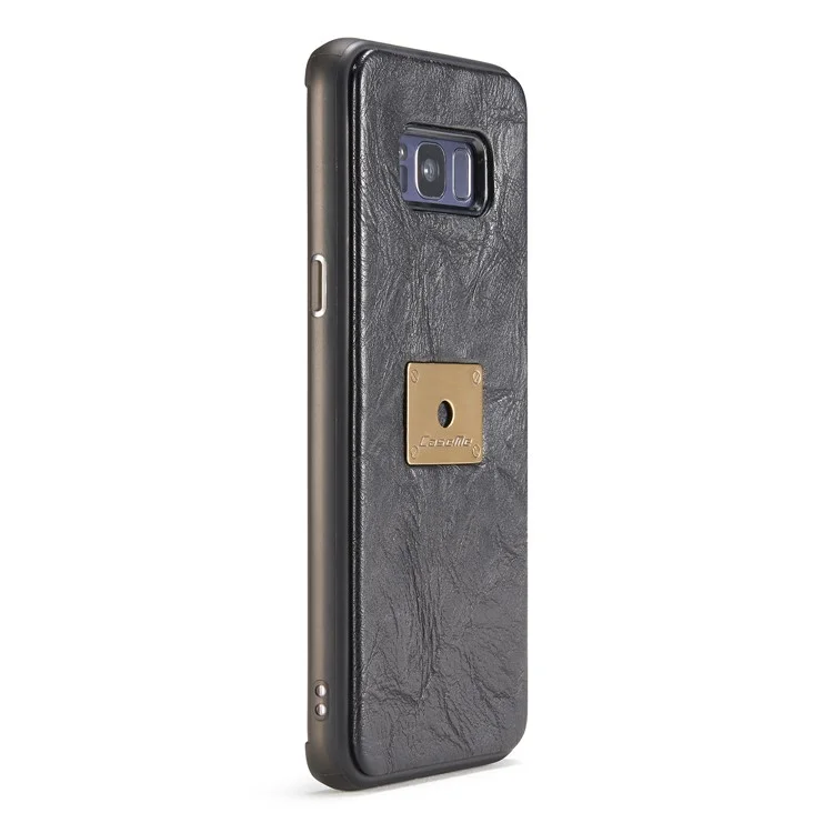 CASEME Movable 2-in-1 Multi-slot Wallet Vintage Split Leather Mobile Case for Samsung Galaxy S8 G950 - Black