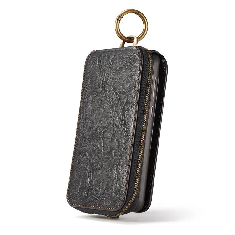 CASEME Movable 2-in-1 Multi-slot Wallet Vintage Split Leather Mobile Case for Samsung Galaxy S8 G950 - Black