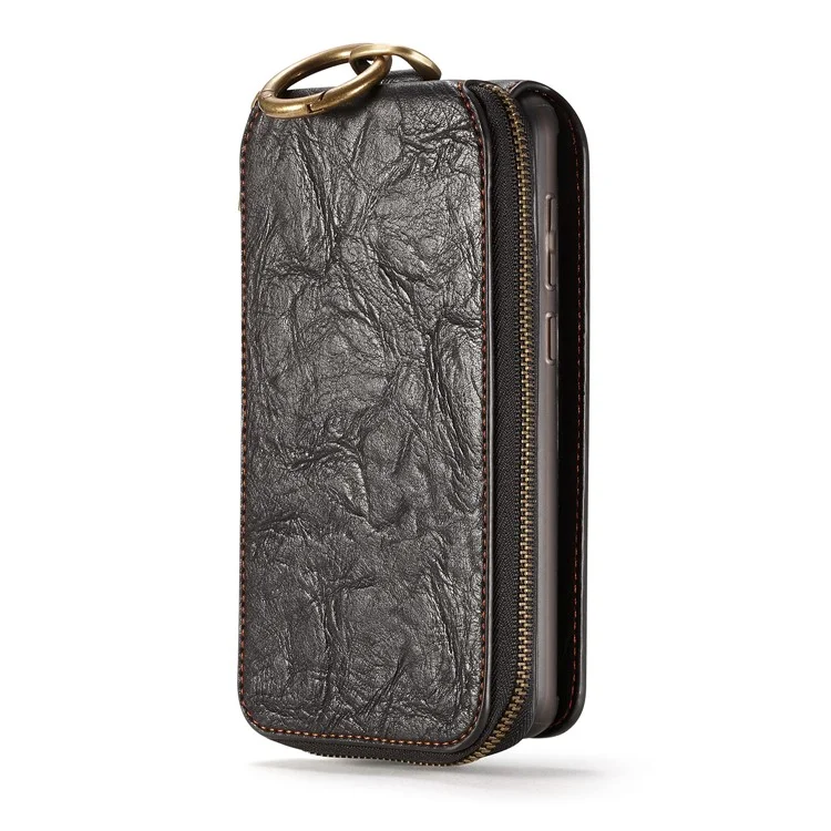 CASEME Movable 2-in-1 Multi-slot Wallet Vintage Split Leather Mobile Case for Samsung Galaxy S8 G950 - Black
