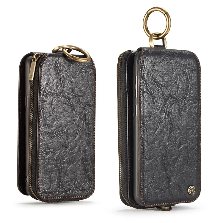 CASEME Movable 2-in-1 Multi-slot Wallet Vintage Split Leather Mobile Case for Samsung Galaxy S8 G950 - Black