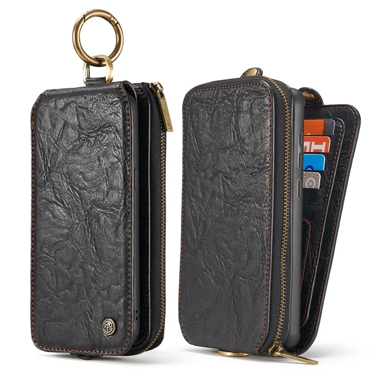CASEME Movable 2-in-1 Multi-slot Wallet Vintage Split Leather Mobile Case for Samsung Galaxy S8 G950 - Black