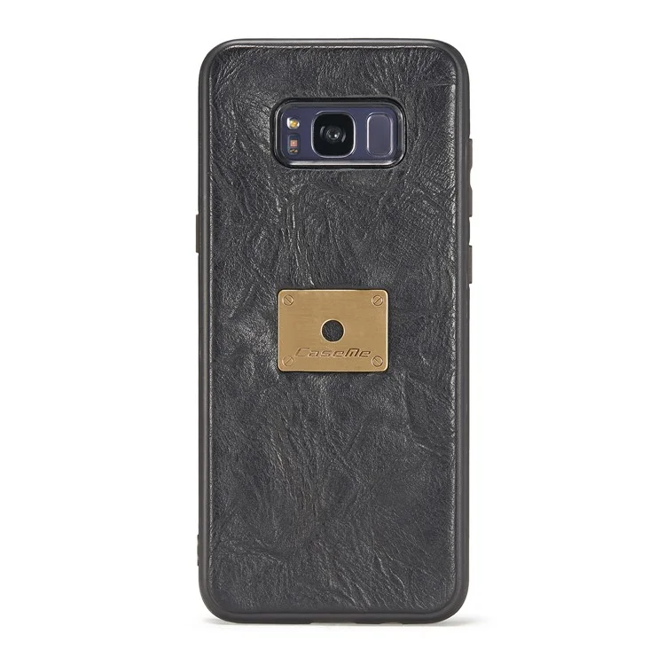 CASEME Movable 2-in-1 Multi-slot Wallet Vintage Split Leather Mobile Case for Samsung Galaxy S8 G950 - Black