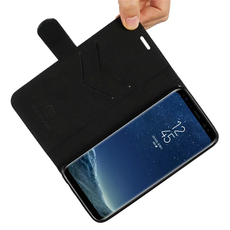 DG.MING Detachable 2-in-1 Genuine Leather Phone Case for Samsung Galaxy S8 G950 - Black