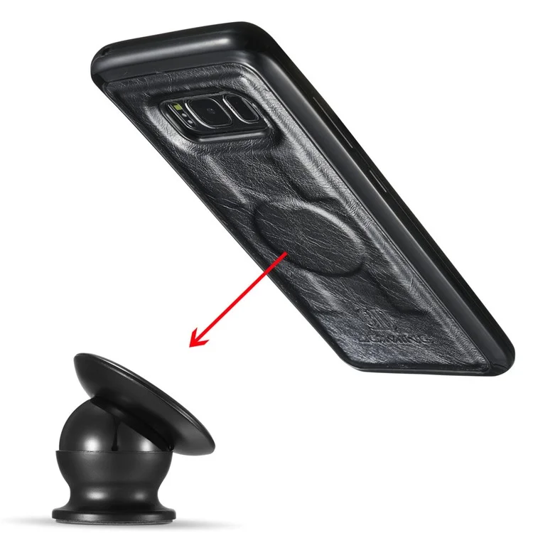 DG.MING Detachable 2-in-1 Genuine Leather Phone Case for Samsung Galaxy S8 G950 - Black