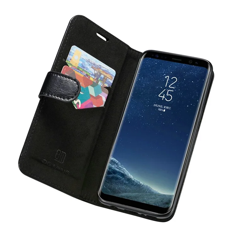 DG.MING Detachable 2-in-1 Genuine Leather Phone Case for Samsung Galaxy S8 G950 - Black