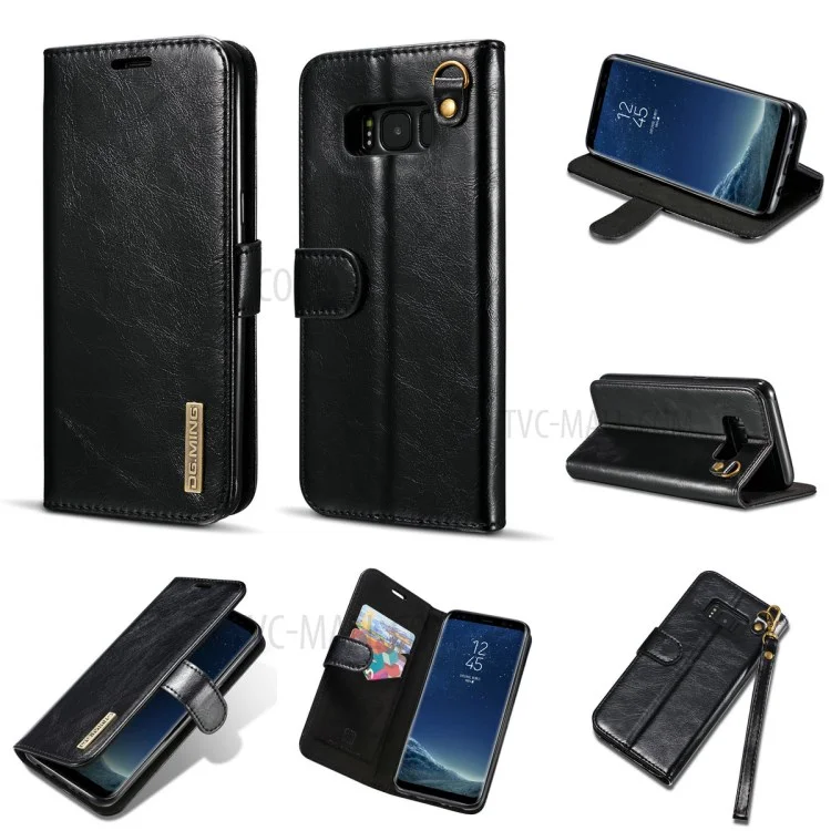 Dg. Ming Destacável 2-em-1 Genuine Leather Phone Case Para Samsung Galaxy S8 Plus G955 - Preto