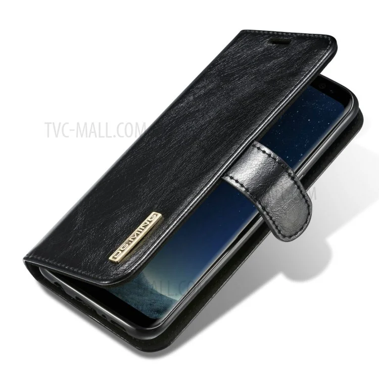 DG.MING Detachable 2-in-1 Genuine Leather Phone Cover Case for Samsung Galaxy S8 Plus G955 - Black