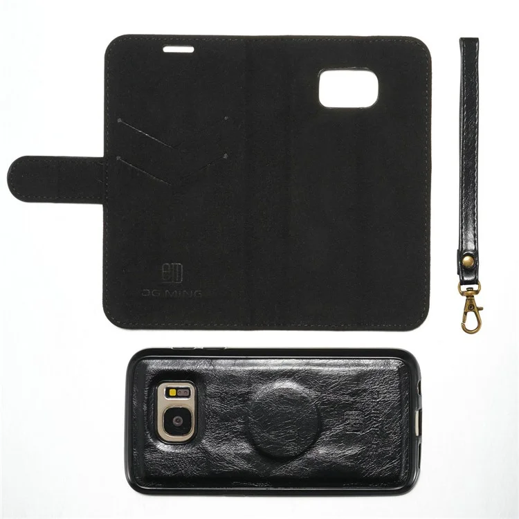 DG.MING Detachable 2-in-1 Genuine Leather Mobile Casing for Samsung Galaxy S7 G930 - Black