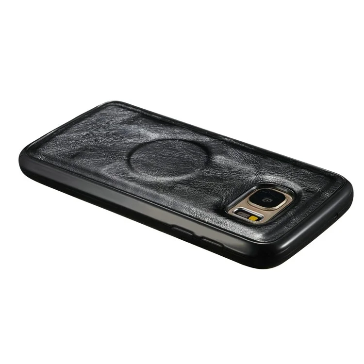 DG.MING Detachable 2-in-1 Genuine Leather Mobile Casing for Samsung Galaxy S7 G930 - Black