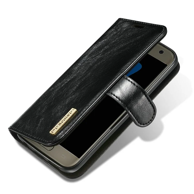 DG.MING Detachable 2-in-1 Genuine Leather Mobile Casing for Samsung Galaxy S7 G930 - Black