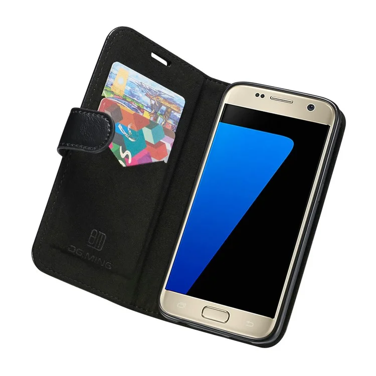 DG.MING Detachable 2-in-1 Genuine Leather Mobile Casing for Samsung Galaxy S7 G930 - Black