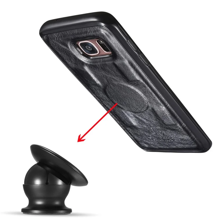 Dg. Ming Movable Inner Case 2-in-1 Echte Lederabdeckständer Für Samsung Galaxy S7 Edge G935 - Schwarz