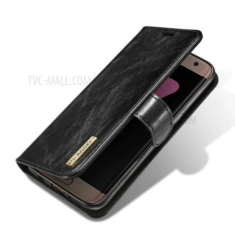 Dg. Ming Movable Inner Case 2-in-1 Echte Lederabdeckständer Für Samsung Galaxy S7 Edge G935 - Schwarz