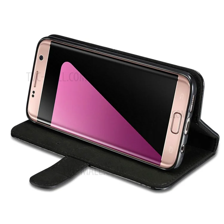 Dg. Ming Movable Inner Case 2-in-1 Echte Lederabdeckständer Für Samsung Galaxy S7 Edge G935 - Schwarz