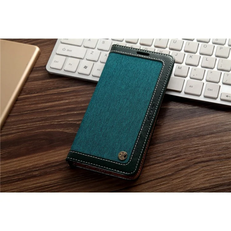 Canvas Coated Wallet Stand Leather Casing for Samsung Galaxy S8 G950 - Green
