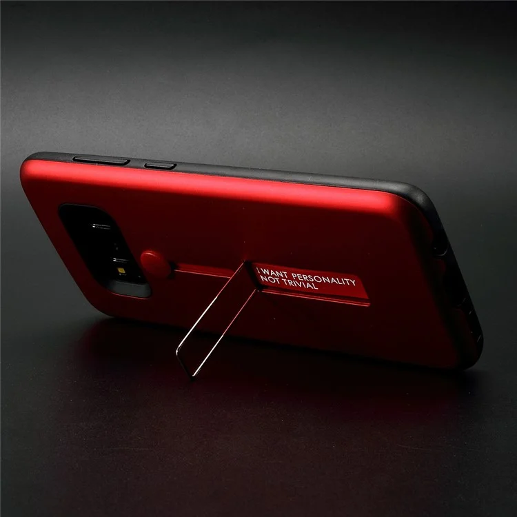 Slide Finger Grip Metal Kickstand TPU PC Hybrid Cover for Samsung Galaxy S8 G950 - Red