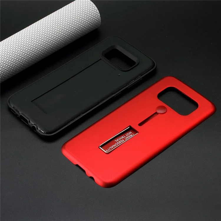 Slide Finger Grip Metal Kickstand TPU PC Hybrid Cover for Samsung Galaxy S8 G950 - Red