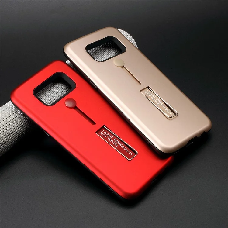 Slide Finger Grip Metal Kickstand TPU PC Hybrid Cover for Samsung Galaxy S8 G950 - Red