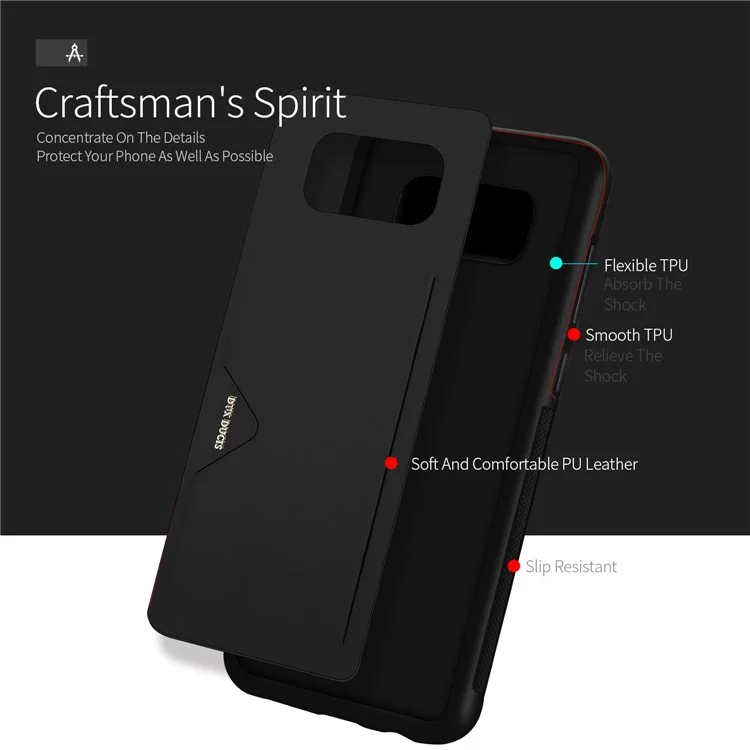 DUX DUCIS Pocard Series Card Slot PU Leather Skin TPU Phone Case for Samsung Galaxy S8 SM-G950 - Black