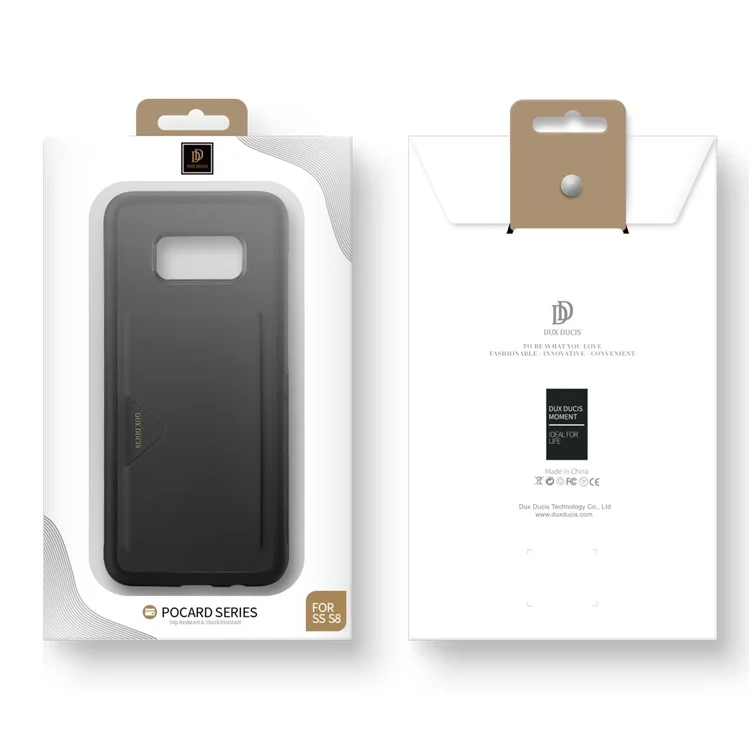 DUX DUCIS Pocard Series Card Slot PU Leather Skin TPU Phone Case for Samsung Galaxy S8 SM-G950 - Black