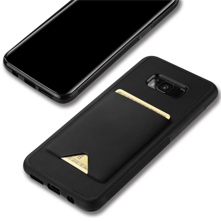 DUX DUCIS Pocard Series Card Slot PU Leather Skin TPU Phone Case for Samsung Galaxy S8+ SM-G955 - Black