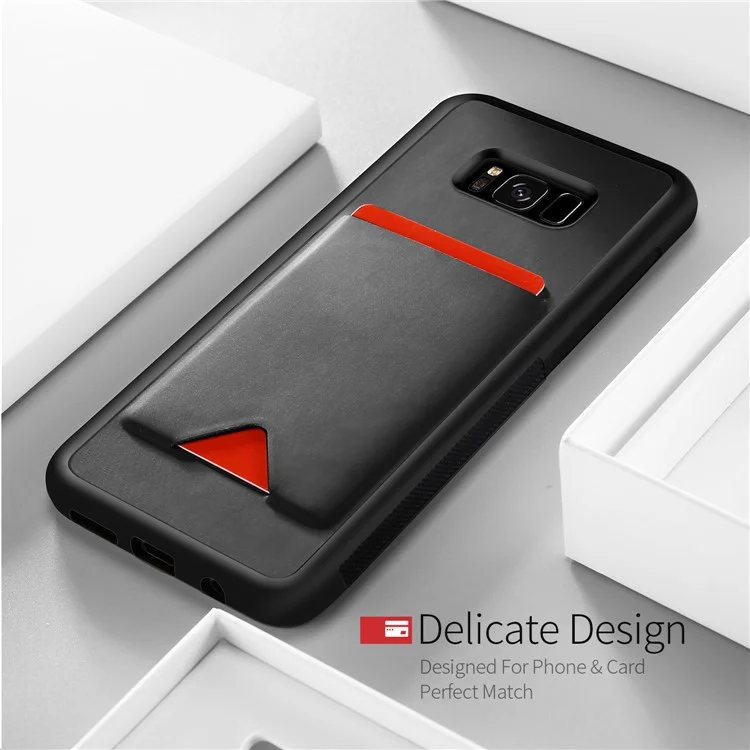 DUX DUCIS Pocard Series Card Slot PU Leather Skin TPU Phone Case for Samsung Galaxy S8+ SM-G955 - Black