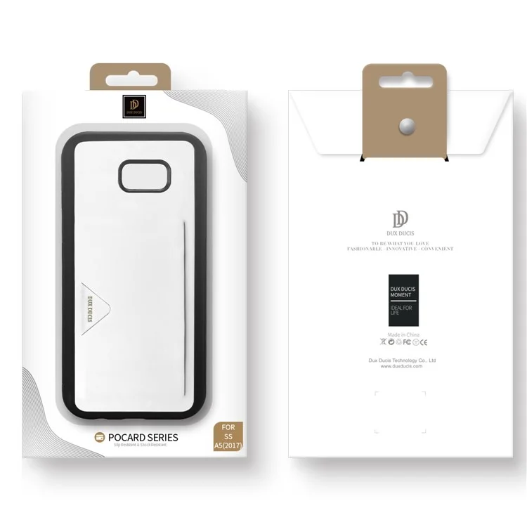 DUX DUCIS Pocard Series Card Slot PU Leather Skin TPU Back Case for Samsung Galaxy A5 (2017) SM-A520 - White