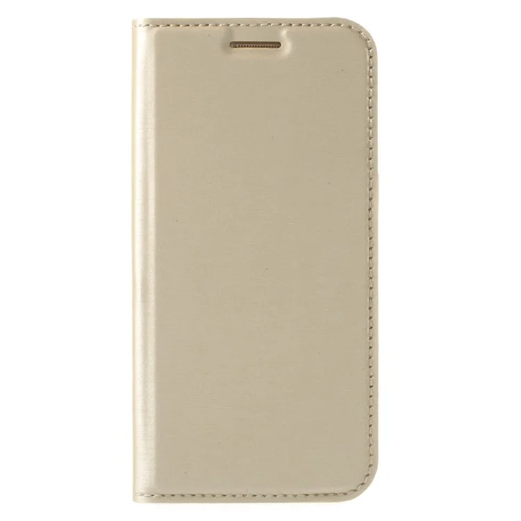 Card Slot Brushed PU Leather Stand Phone Accessory Casing for Samsung Galaxy A3 (2017) - Gold