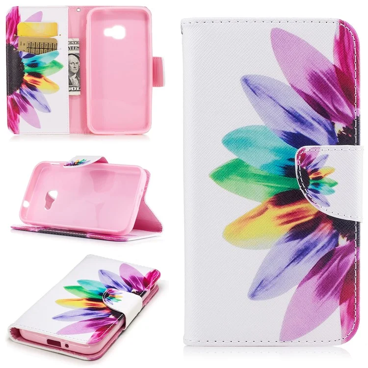 Pattern Printing Phone Shell Leather Wallet Shell Cover for Samsung Galaxy Xcover 4 SM-G390F - Petals Pattern
