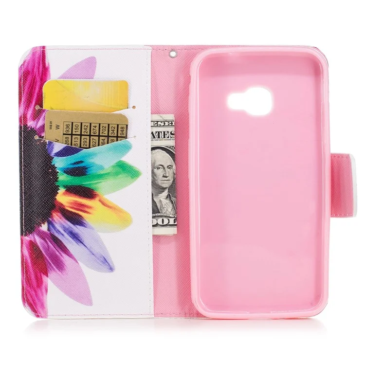 Pattern Printing Phone Shell Leather Wallet Shell Cover for Samsung Galaxy Xcover 4 SM-G390F - Petals Pattern