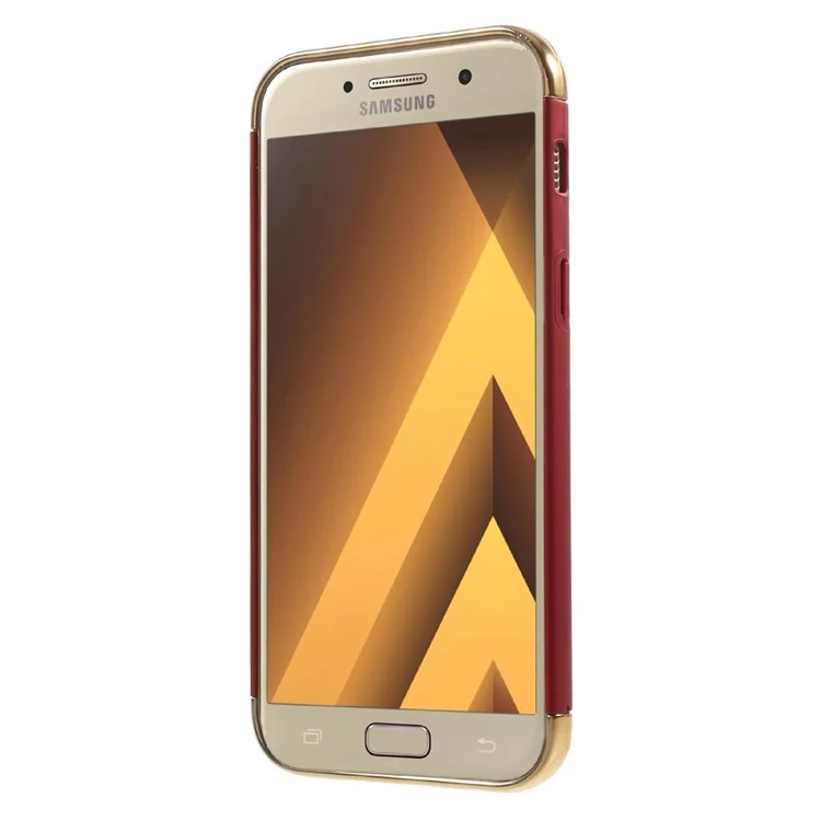 Matte Finish Electroplating Plastic Detachable 3-in-1 Back Shell for Samsung Galaxy A7 (2017) SM-A720 - Red