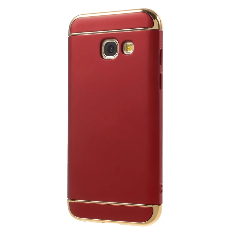 Matte Finish Electroplating Plastic Detachable 3-in-1 Back Shell for Samsung Galaxy A7 (2017) SM-A720 - Red