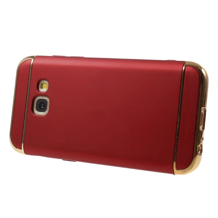 Matte Finish Electroplating Plastic Detachable 3-in-1 Back Shell for Samsung Galaxy A7 (2017) SM-A720 - Red