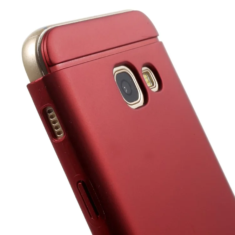 Matte Finish Electroplating Plastic Detachable 3-in-1 Back Shell for Samsung Galaxy A7 (2017) SM-A720 - Red