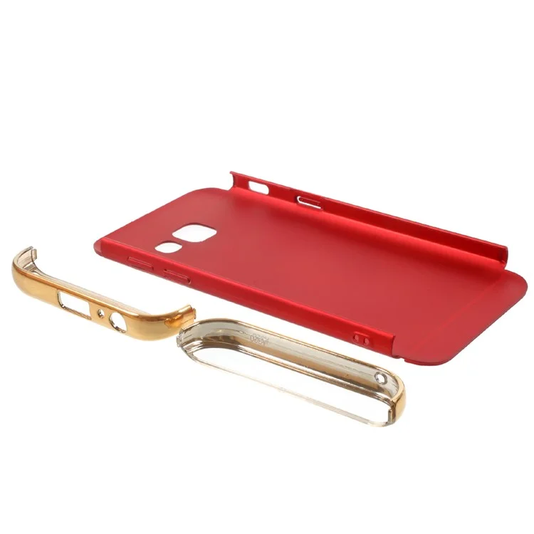 Matte Finish Electroplating Plastic Detachable 3-in-1 Back Shell for Samsung Galaxy A7 (2017) SM-A720 - Red
