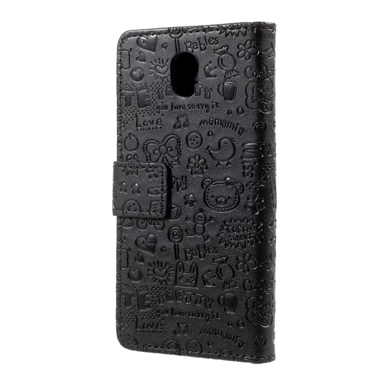 Cartoon Graffiti Wallet Leather Phone Case with Stand for Samsung Galaxy J5 (2017) EU Version - Black