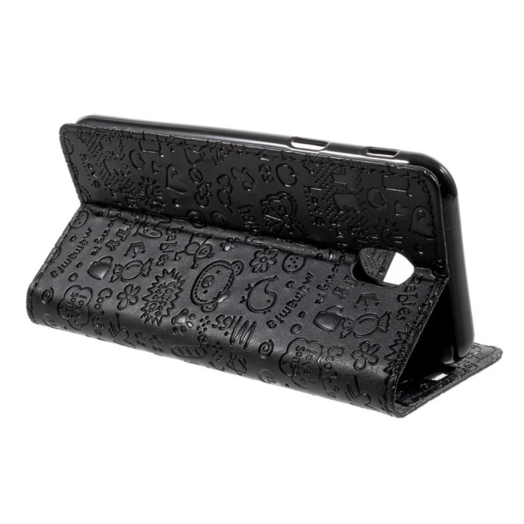 Cartoon Graffiti Wallet Leather Phone Case with Stand for Samsung Galaxy J5 (2017) EU Version - Black