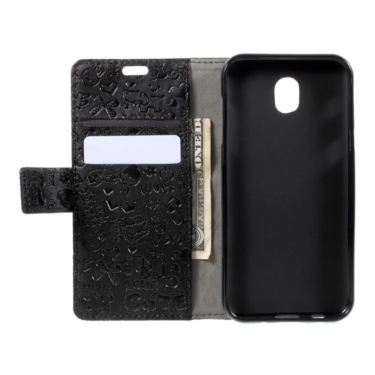 Cartoon Graffiti Wallet Leather Phone Case with Stand for Samsung Galaxy J5 (2017) EU Version - Black